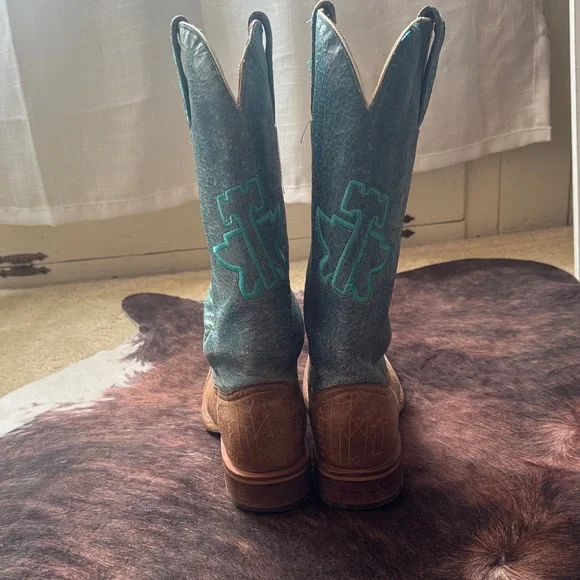 Tin Haul Blue and Brown Heeled Boots - Picture 5 of 8